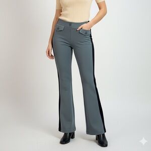 Betabrand Gray and Black Side Stripes Stretch Pull on Bootcut Pants Size M Long